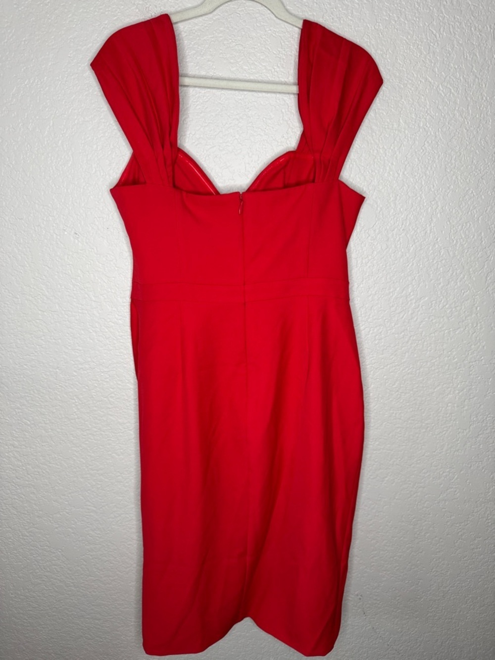 NWT Lavish Alice Pleated Bardot Midi Dress Red 12 Large Slit Off the Shoulder - Picture 5 of 9